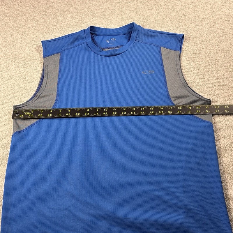 Champion Double Dry Athletic Tank Top Men Large Blue/Gray Faded Logo Workout gallery
