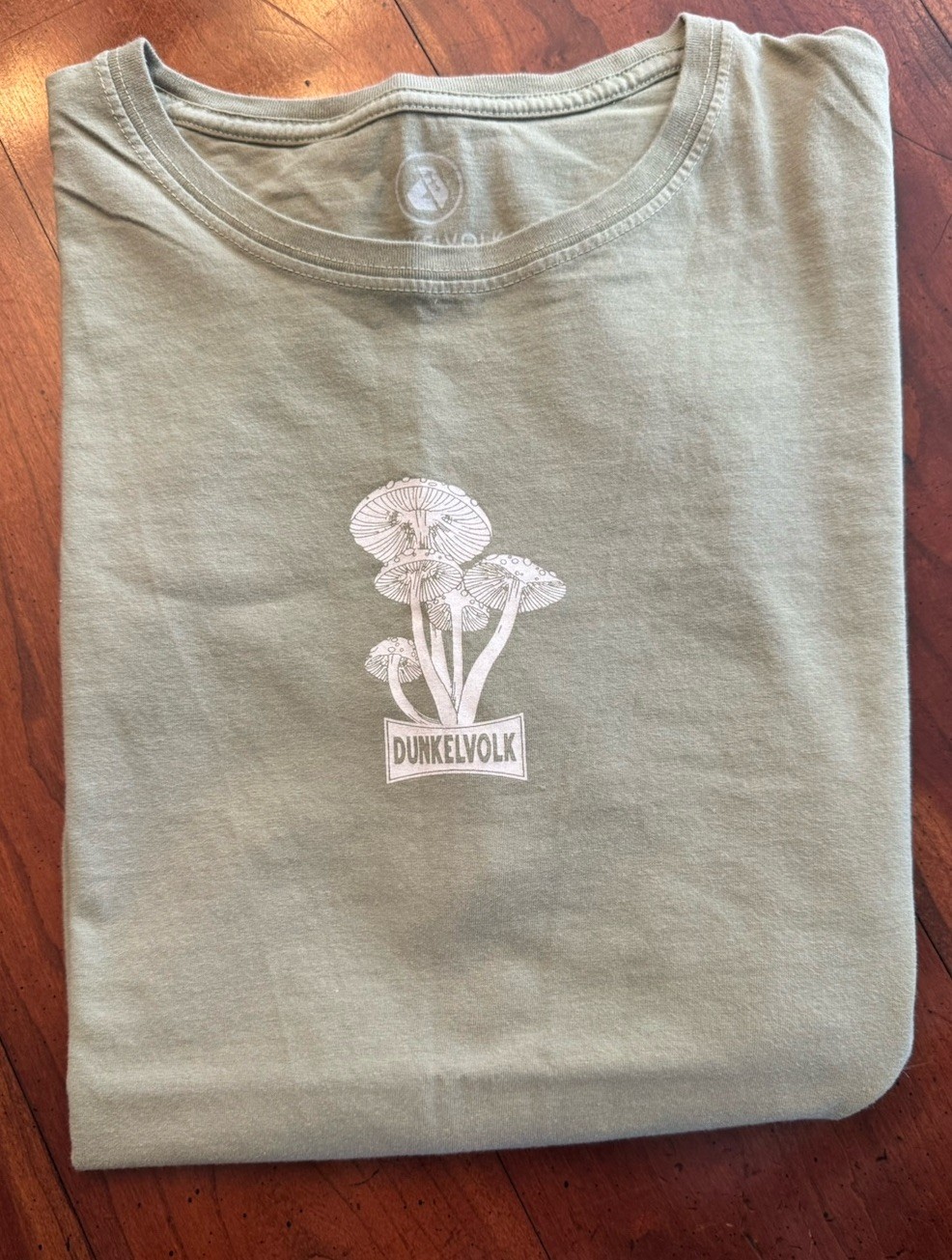 Dunklevolk Positive Vibes Sage Green Mushroom Pima Cotton Tee Shirt Medium gallery
