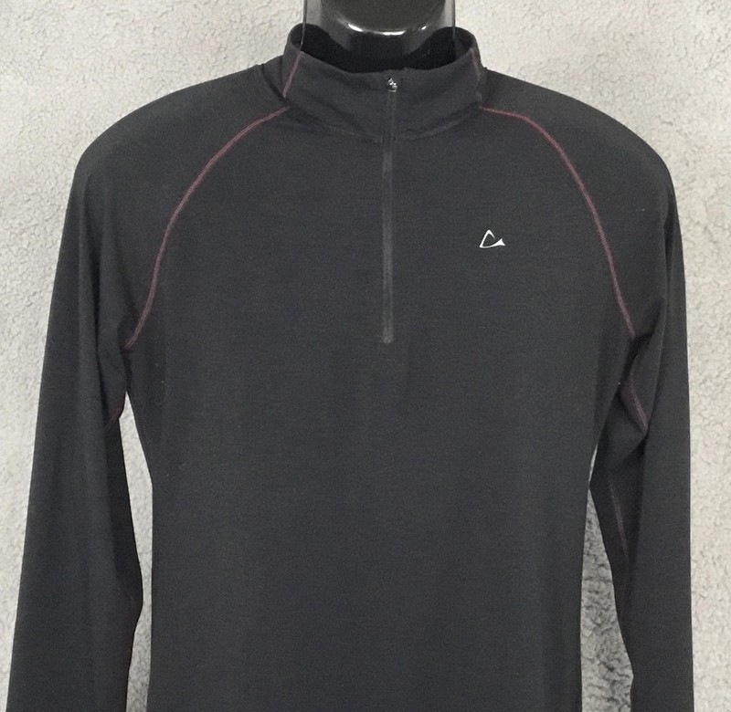 Paradox Merino Blend Shirt Mens Large Black 1/4 Zip Mock Neck Base Layer Sport gallery
