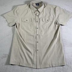 Little Donkey Andy Shirt Mens Small Beige Short Sleeve Stretch Button Front