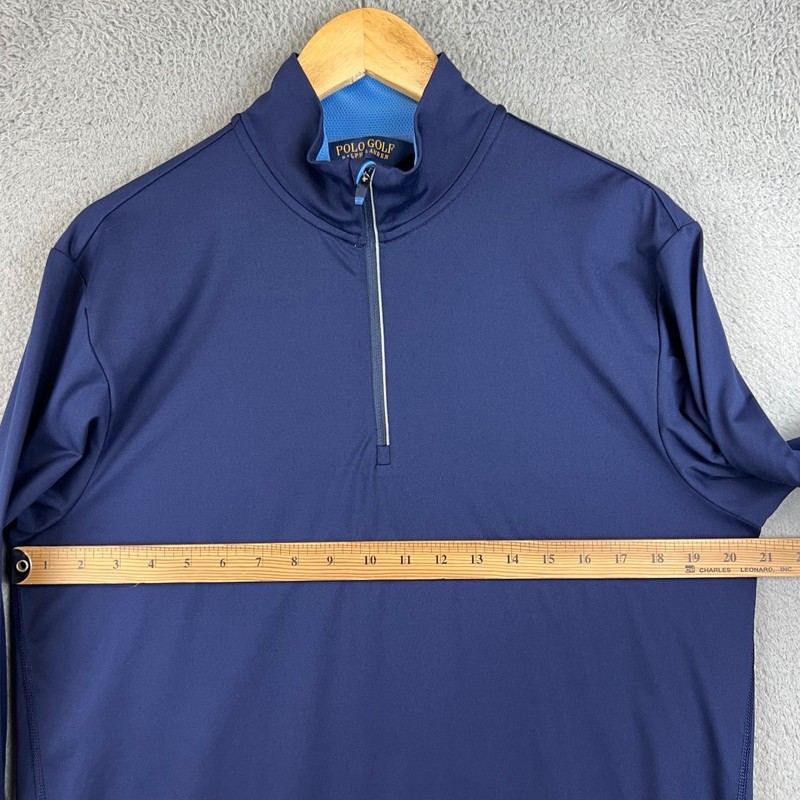 Polo Golf Ralph Lauren Mens Medium Navy Blue 1/4 Zip Wicking Pullover Shirt gallery