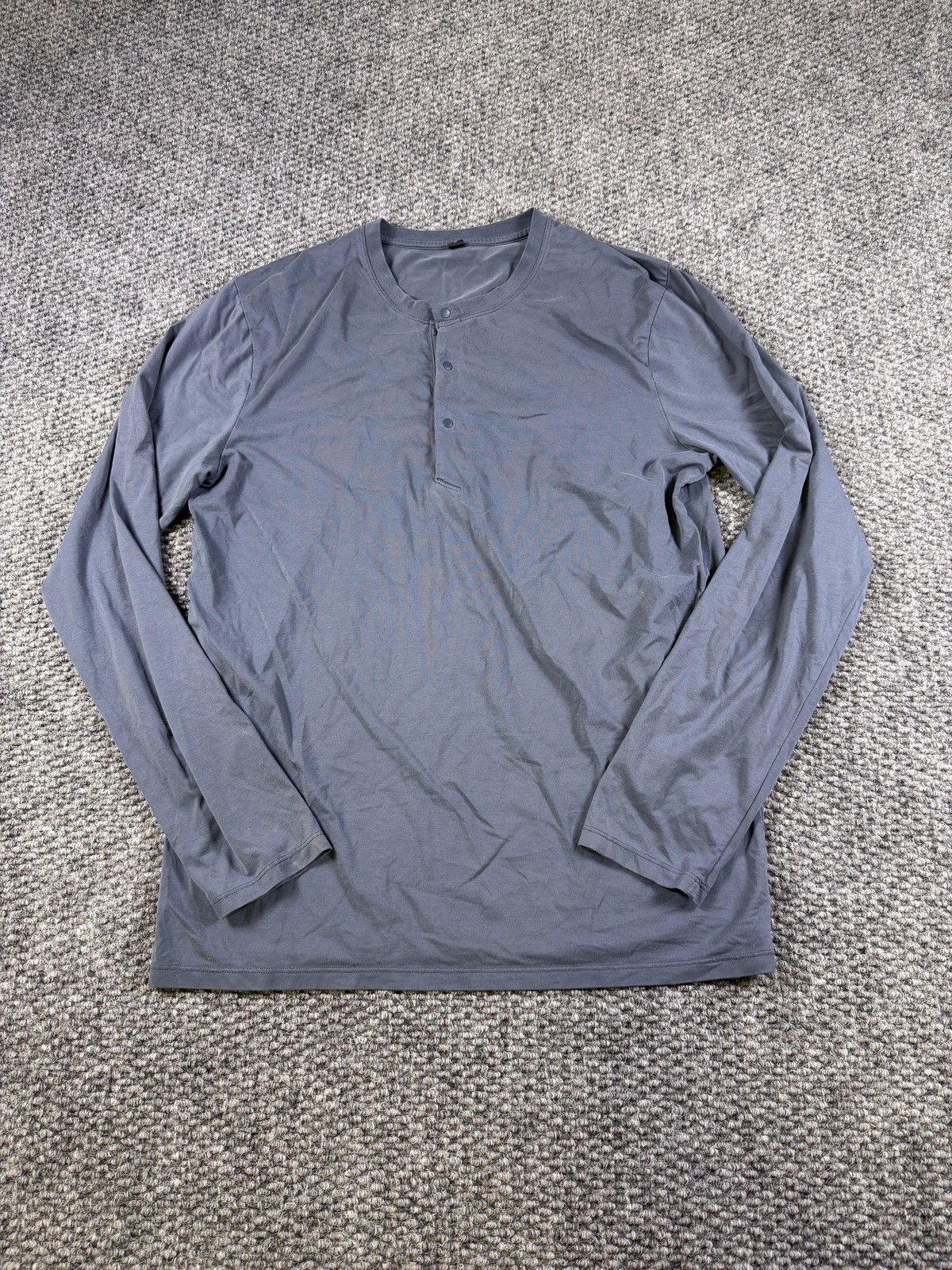 Lululemon Shirt Mens Large Blue Long Sleeve Henley Athletic Tee Running Gym gallery