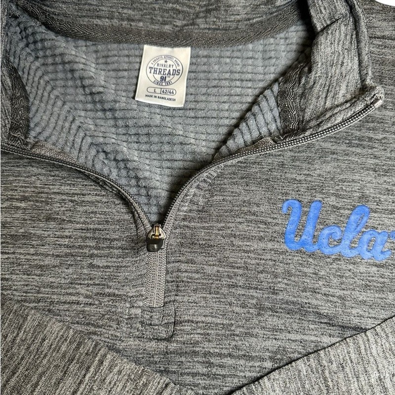 Men’s UCLA Rivalry Threads 1/4 Zip Waffle Knit Size Large Color Grey gallery