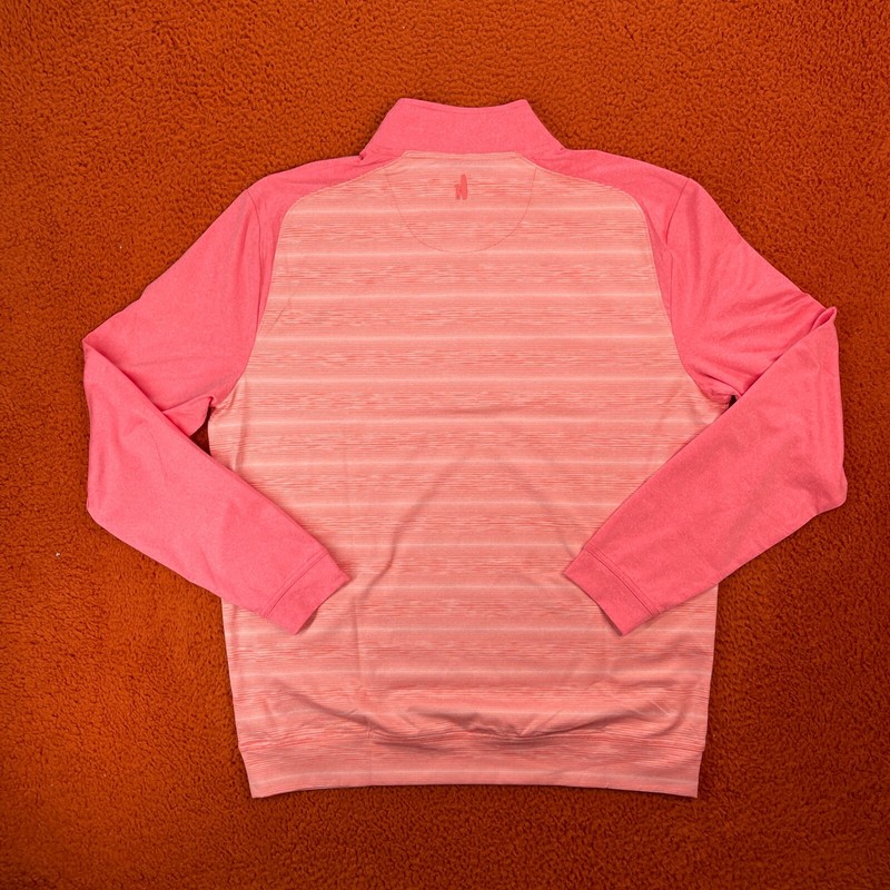JOHNNIE-O Mens MEDIUM Bert 1/4 Zip Pullover Taffy Striped Performance Golf $128 gallery