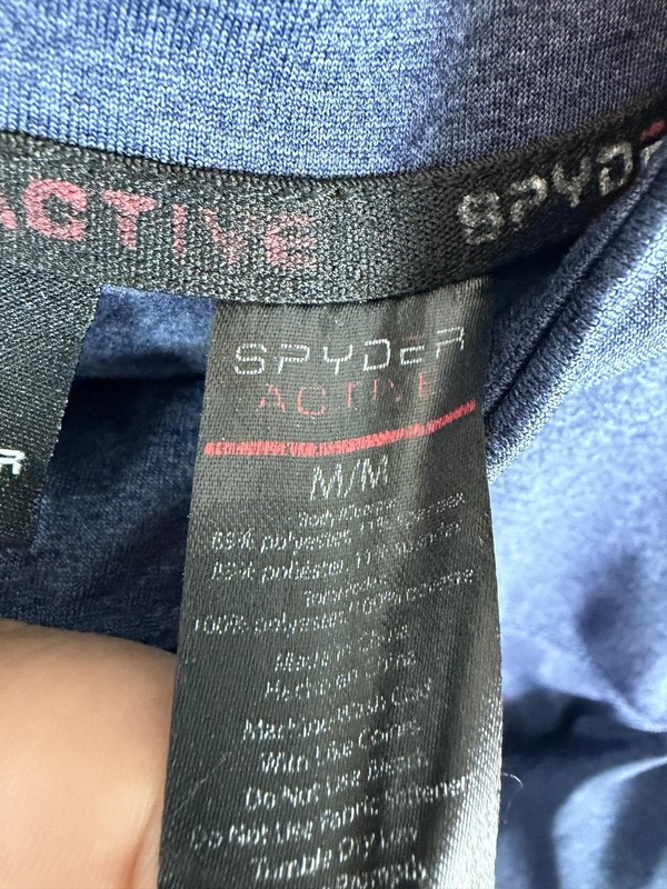 Spyder Active Pullover Mens Medium Blue 1/4 Zip Long Sleeve Stretch Athletic Top gallery