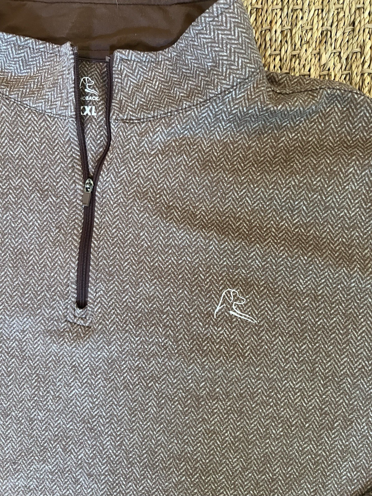 Rhoback Herringbone Jacquard Performance Quarter Zip L/S Men Brown Sz XXL gallery