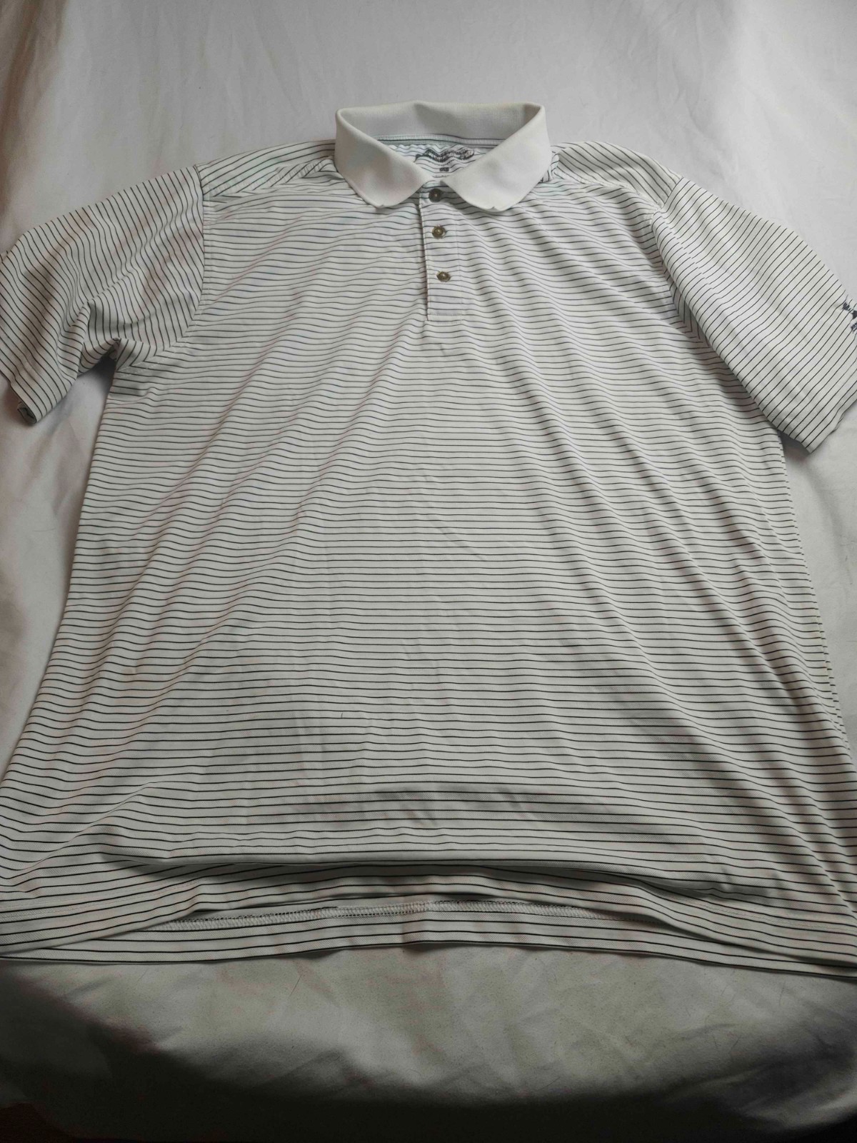 Polo Shirt Mens XL White Striped Performance Golf Coastal Old Money Athleisure gallery
