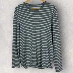 Lululemon Mens 5 Year Basic Long Sleeve Tee Grey White Stripe Size Large T-Shirt