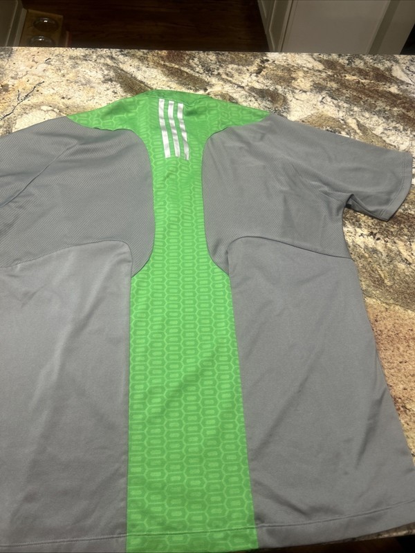adidas Climacool XL Gray Green 1/4 Zip Mock Neck Pullover Activewear Shirt gallery