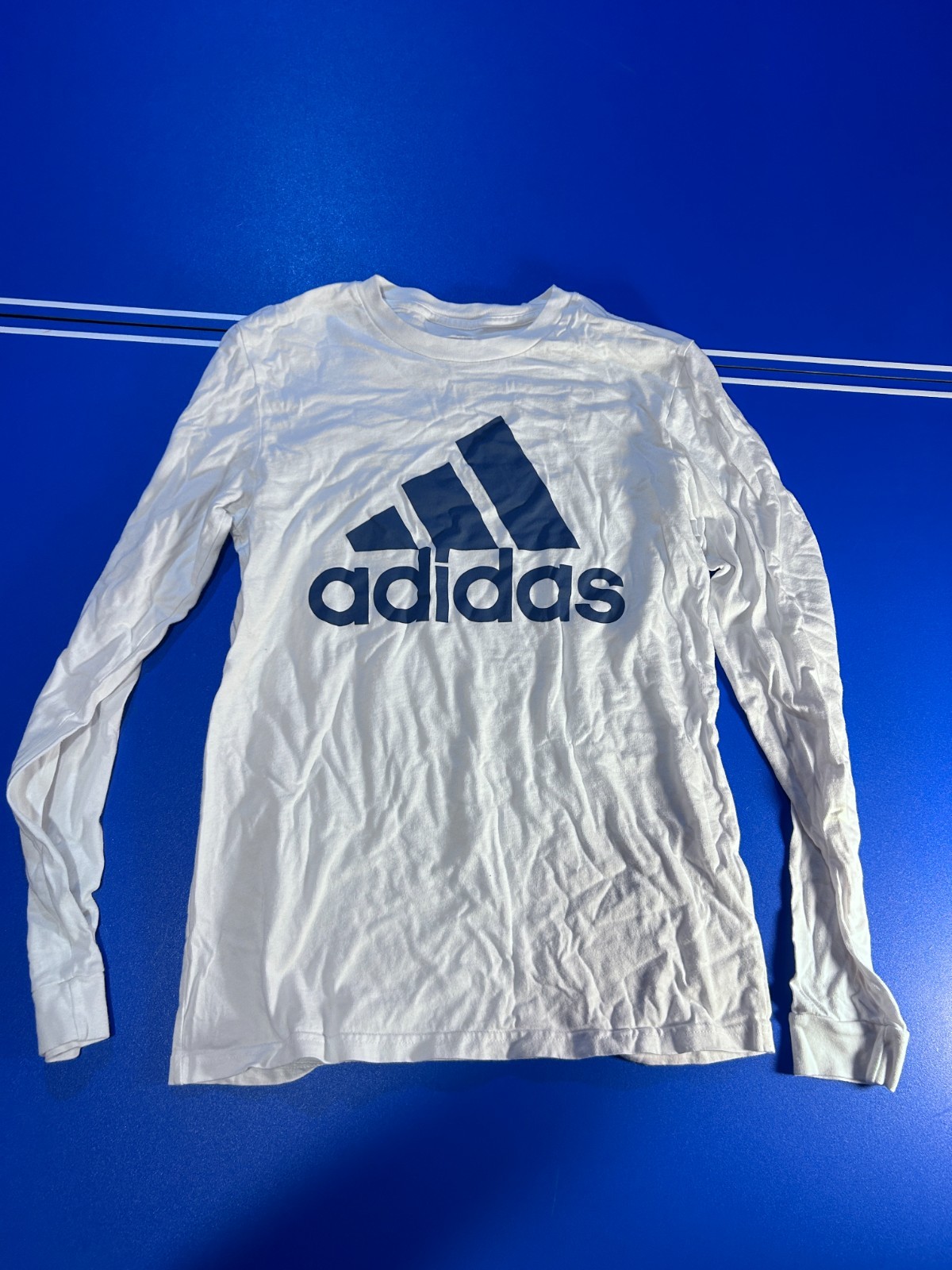 Adidas Men's Large Logo White Amplifier Tee Long Sleeve Size S gallery