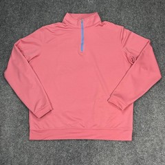 Peter Millar Pullover Mens Large Pink 1/4 Zip Mock Neck Golf Performance Stretch