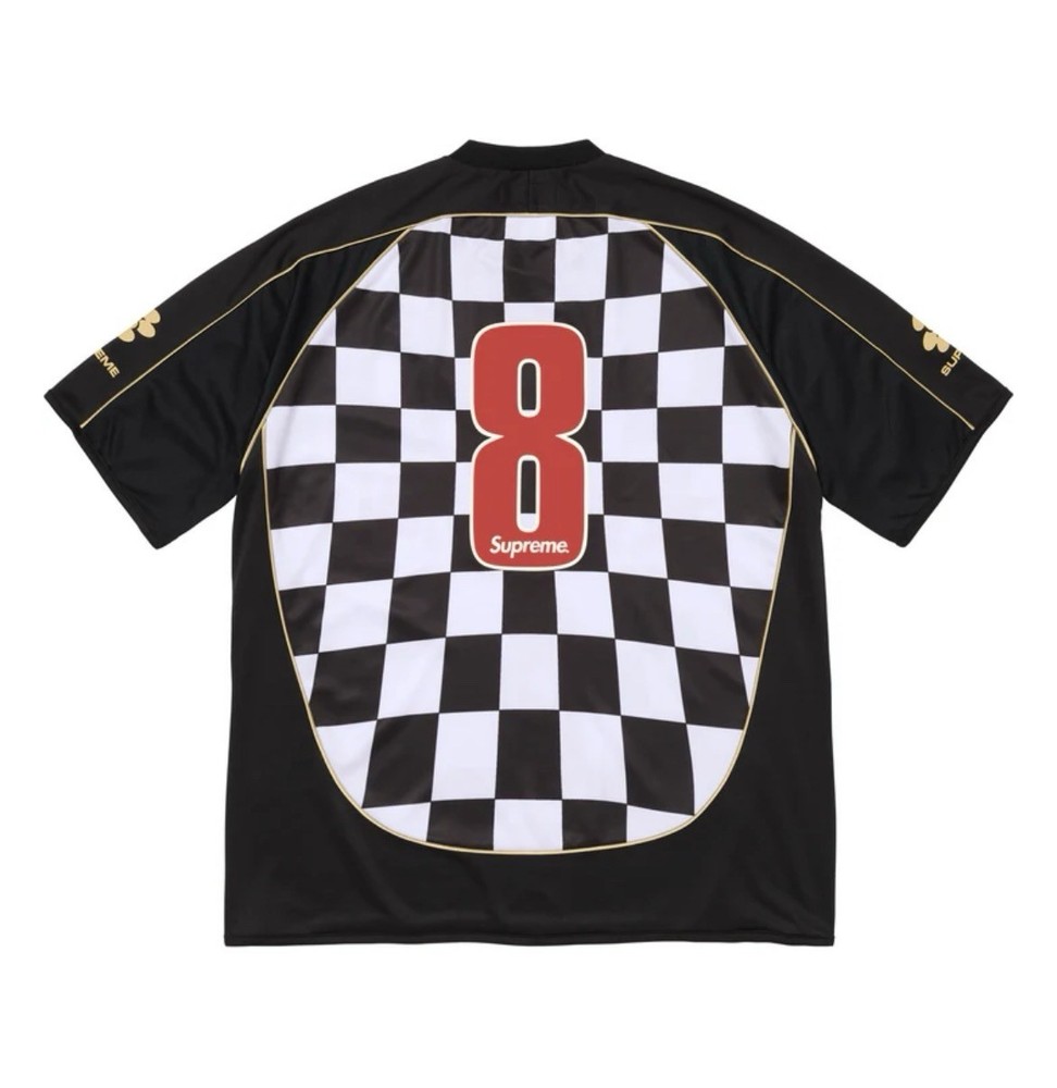 Supreme Black Checkerboard Soccer Jersey - Large