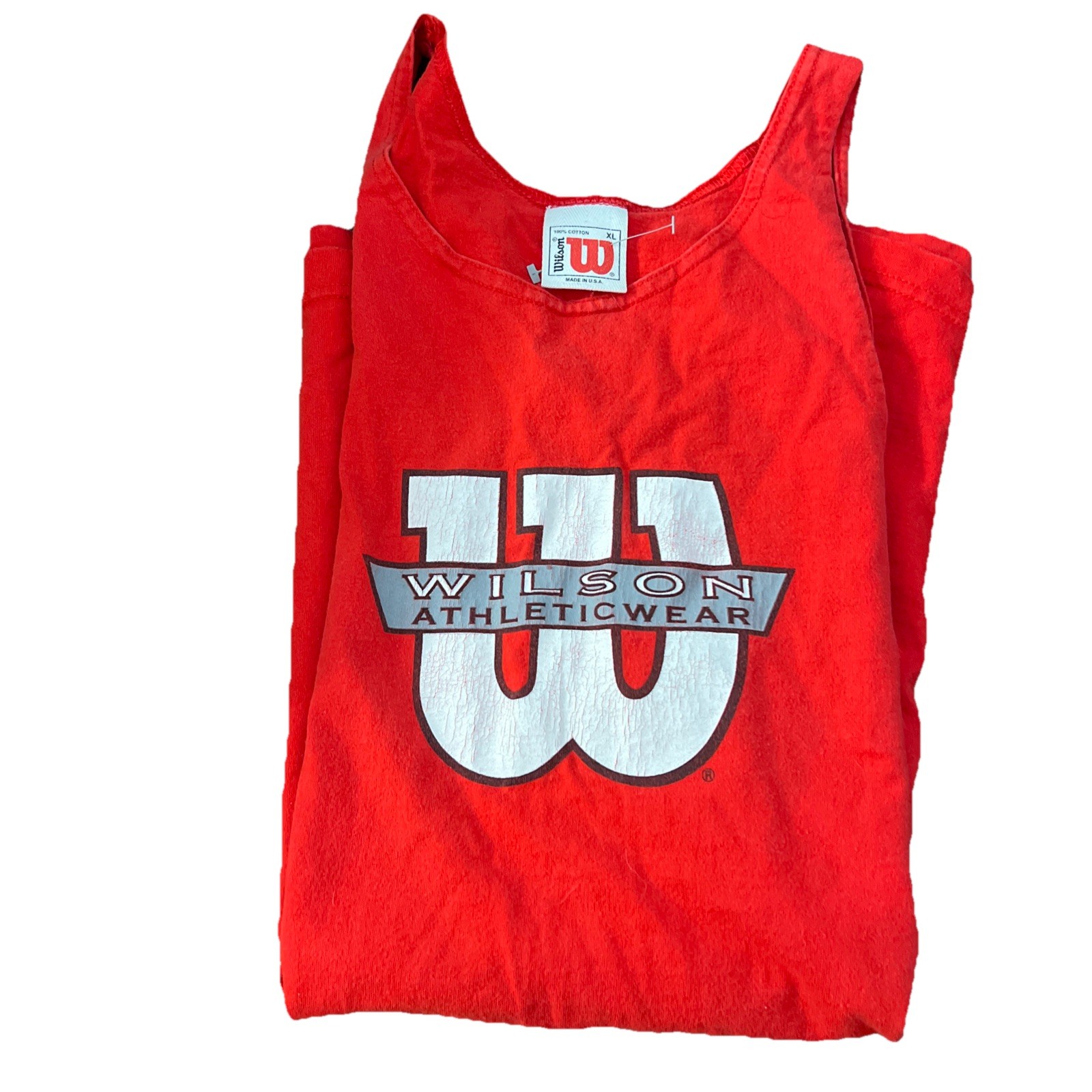 Vintage Wilson Tank Top Mens Red Gym Style Round Neck USA Made Sz XL gallery