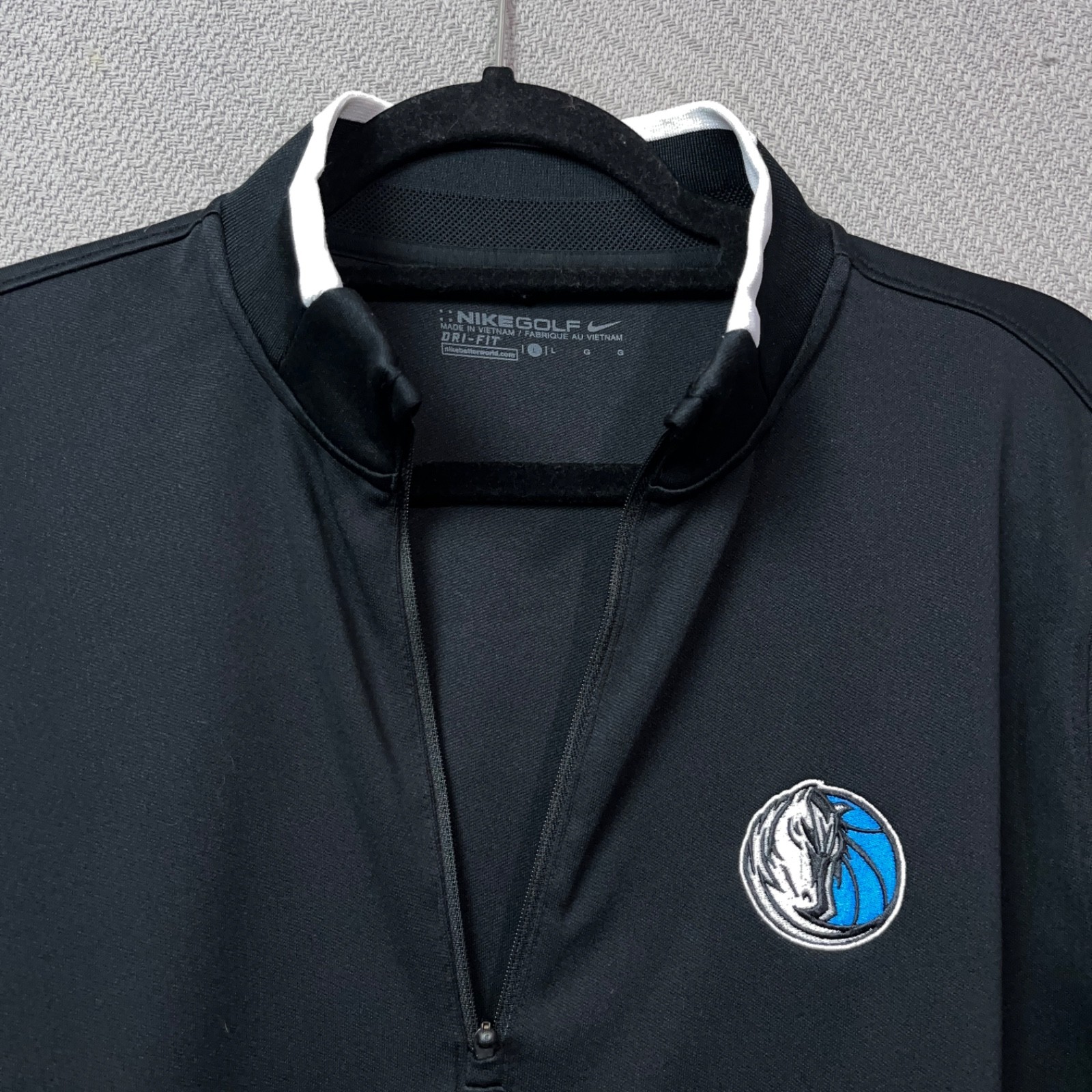 Nike Dri Fit Dallas Mavericks 1/4 Zip Pullover Sweatetshir Men's Large Black NBA gallery