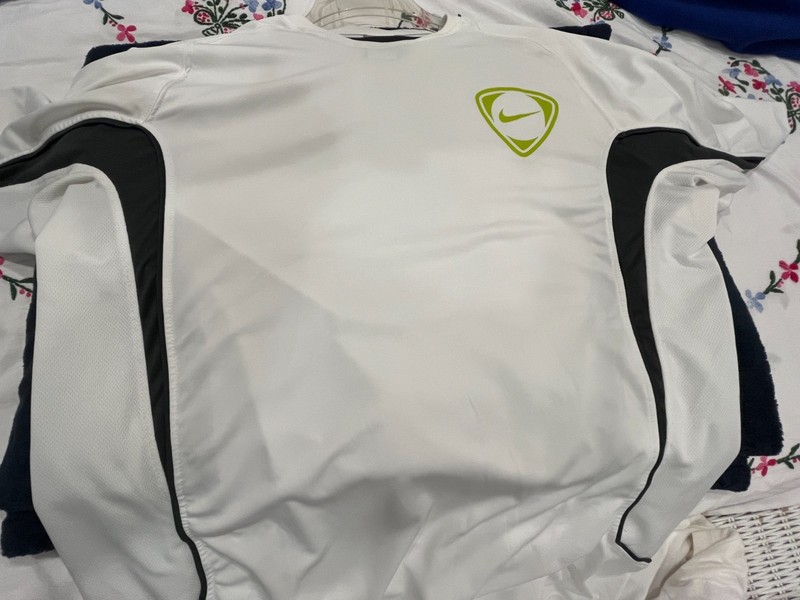 Nike Fit Dry-Dri-Fit Fitness T-Shirt White Size XL RARE DESIGN TIEMPO gallery
