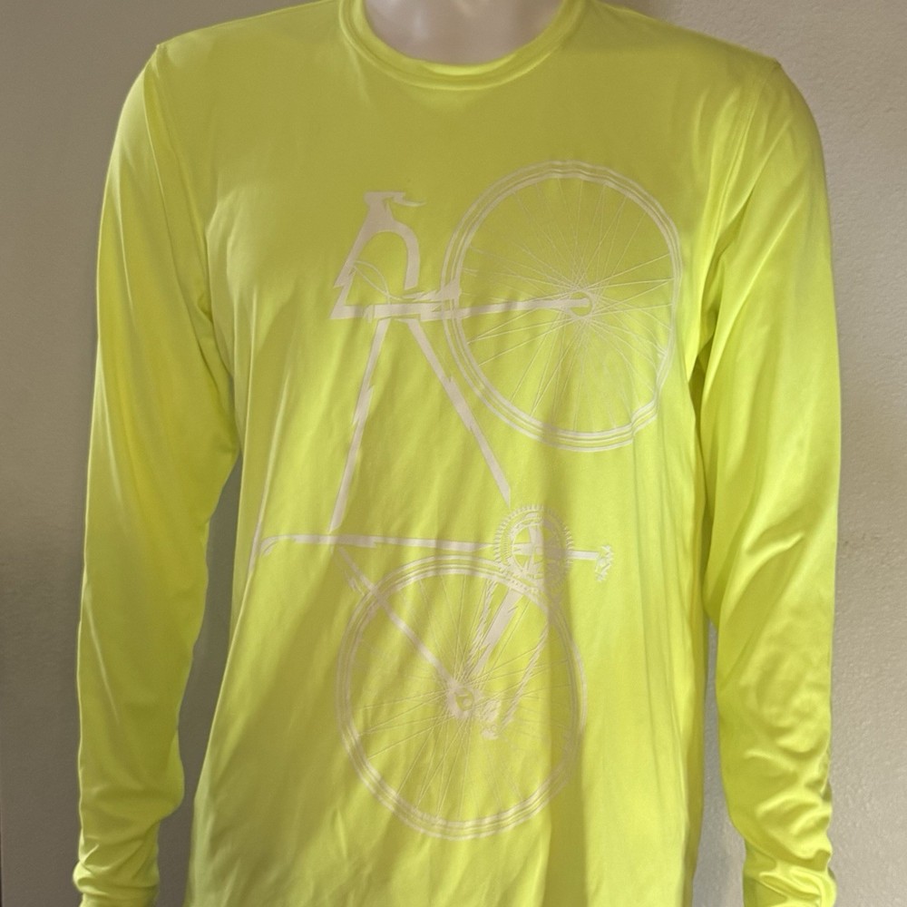 Performance Endurance Gear Neon Yellow Long Sleeve Shirt Size M White Bicycle