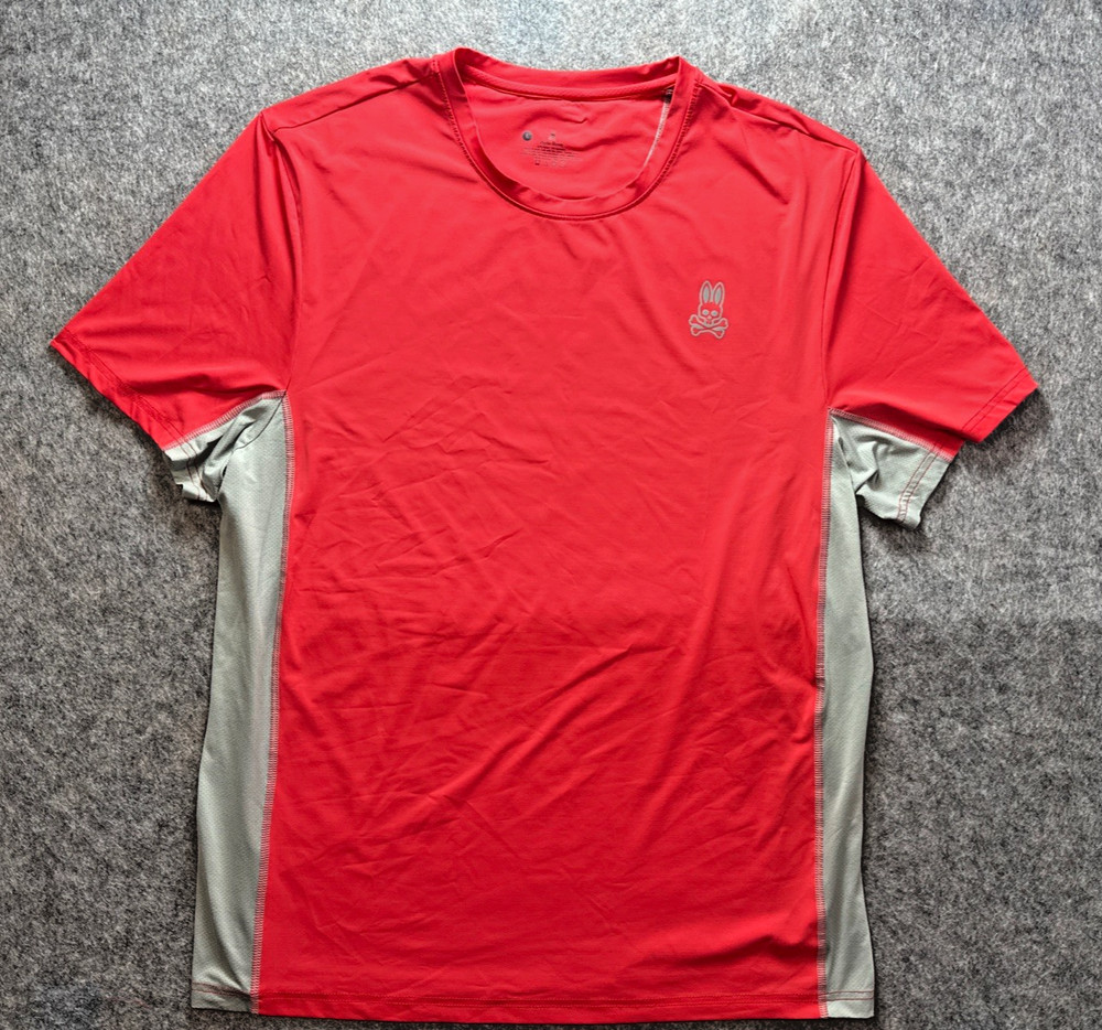 Psycho Bunny Performance Activewear Workout T-Shirt Orange Mens Large Cleaned