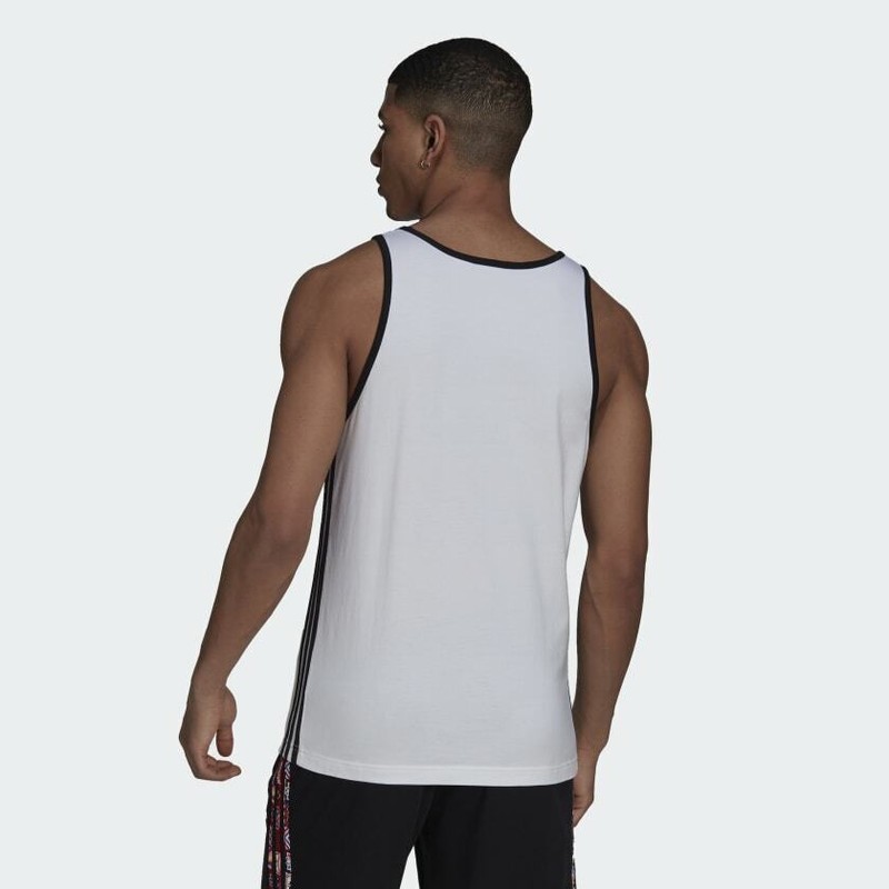 Mens Adidas Original 3 Stripe Tank Top H43942 White/Multi Size XS_S_M_L_XL gallery