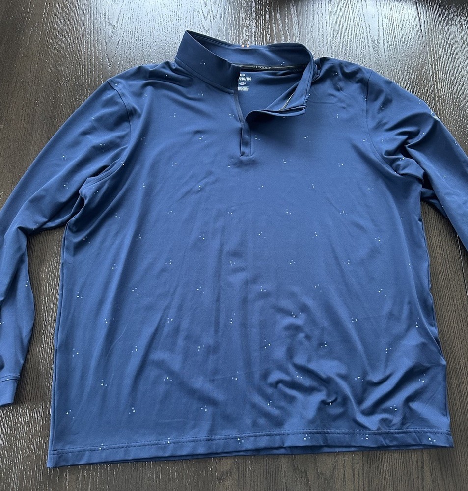 Men’s UNDER ARMOUR GOLF 1/4 Zip Pullover | Size XXL | Navy/Gray/ Orange