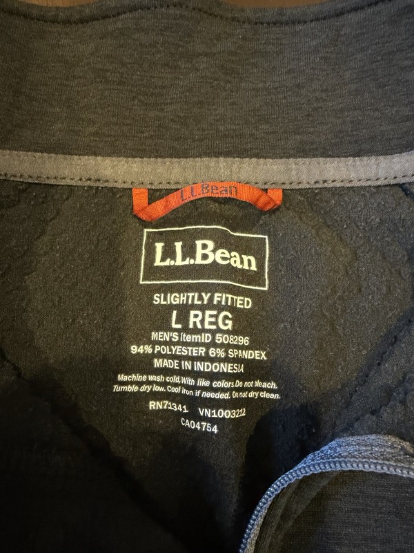 Men’s LL Bean Slightly Fitted Dark Grey Long Sleeve Athletic 1/4 Zip Size L gallery