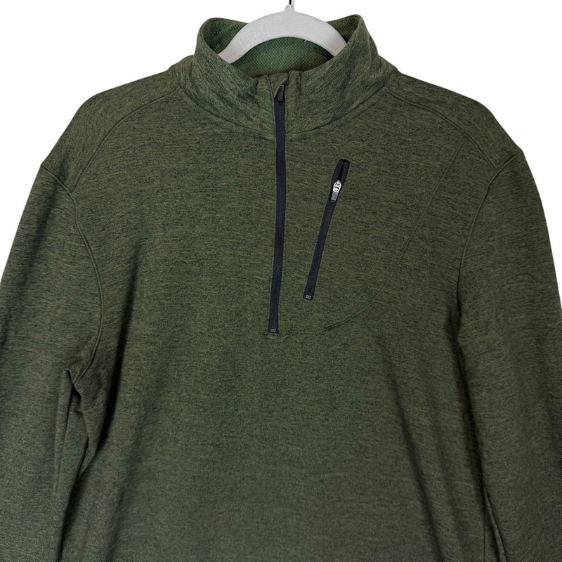 Swiss Tech Jacket Mens Medium Green Stretch Quarter Zip Mock Neck Performance gallery