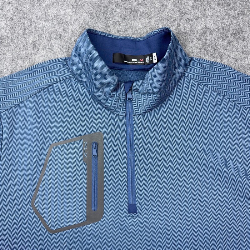 RLX Ralph Lauren Pullover Mens 2XL Blue Herringbone 1/4 Zip Golf Performance Top gallery