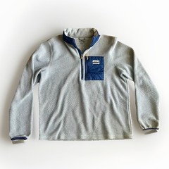 Saucony Men Rested Sherpa Size Medium 1/4 Zip Gray & Navy Pullover