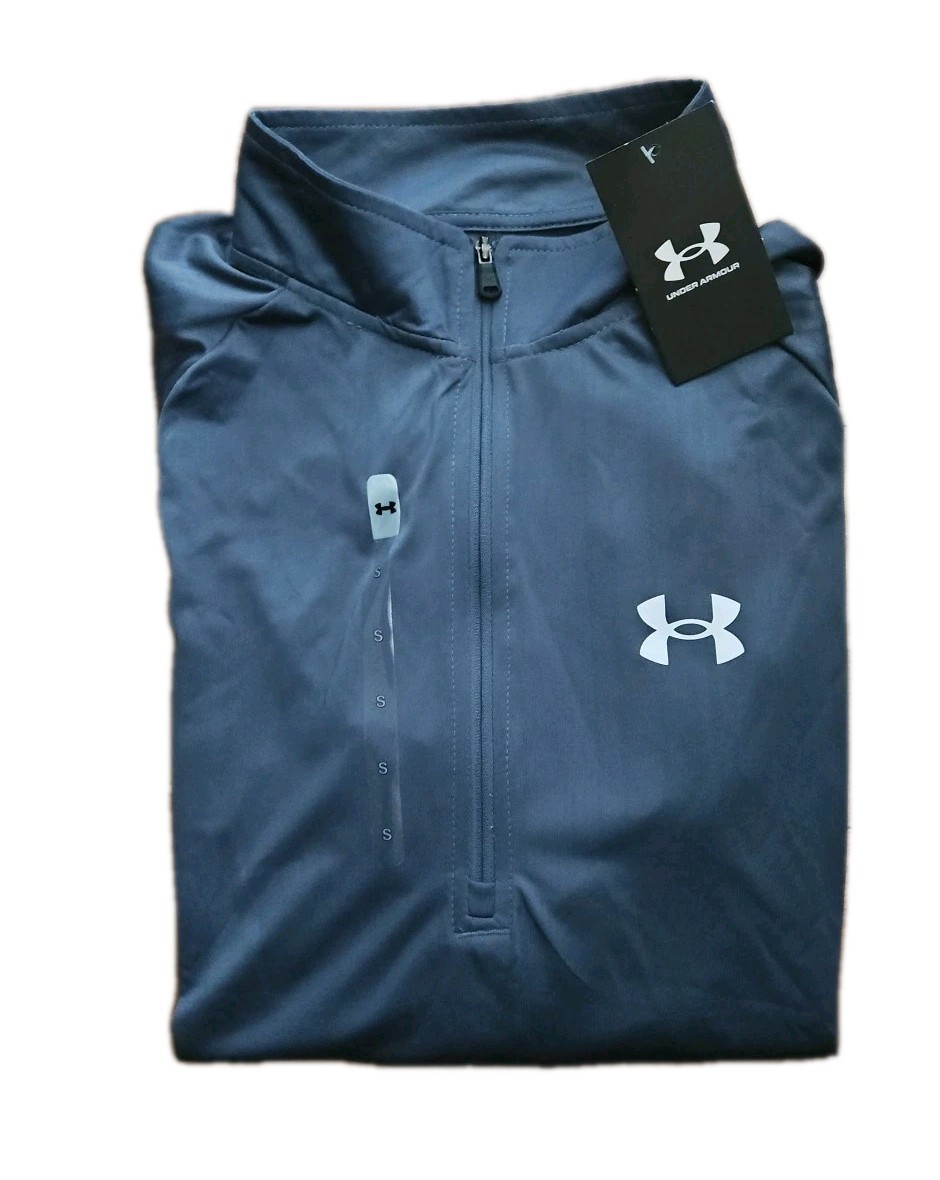 Under Armour Mens Heat Gear Long Sleeve 1/2 Zip Shirt Stretch Dk Gray Large New. gallery