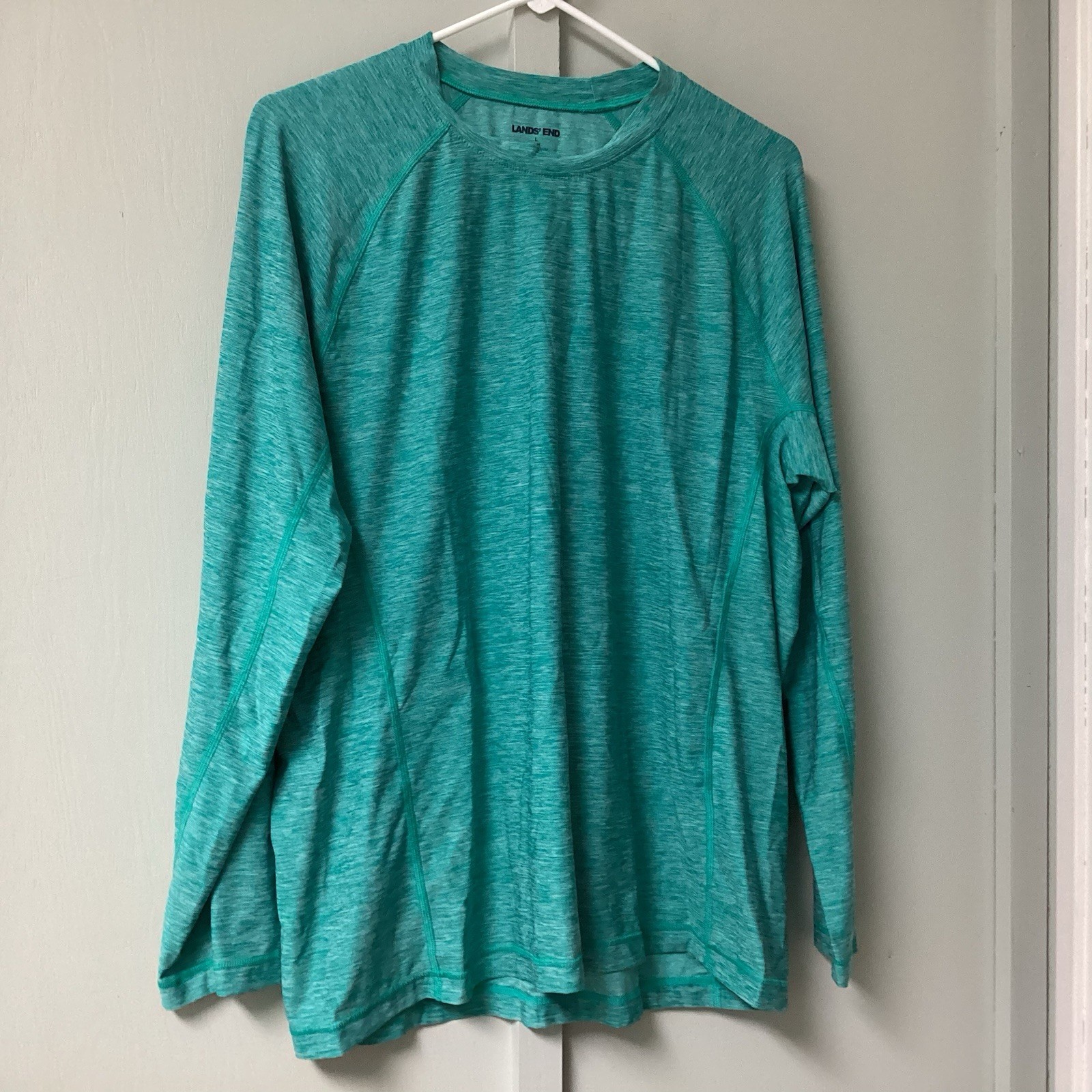 Lands End Long Sleeve Athletic Pullover Shirt - Mens Size L 42-44 Teal Stretch gallery