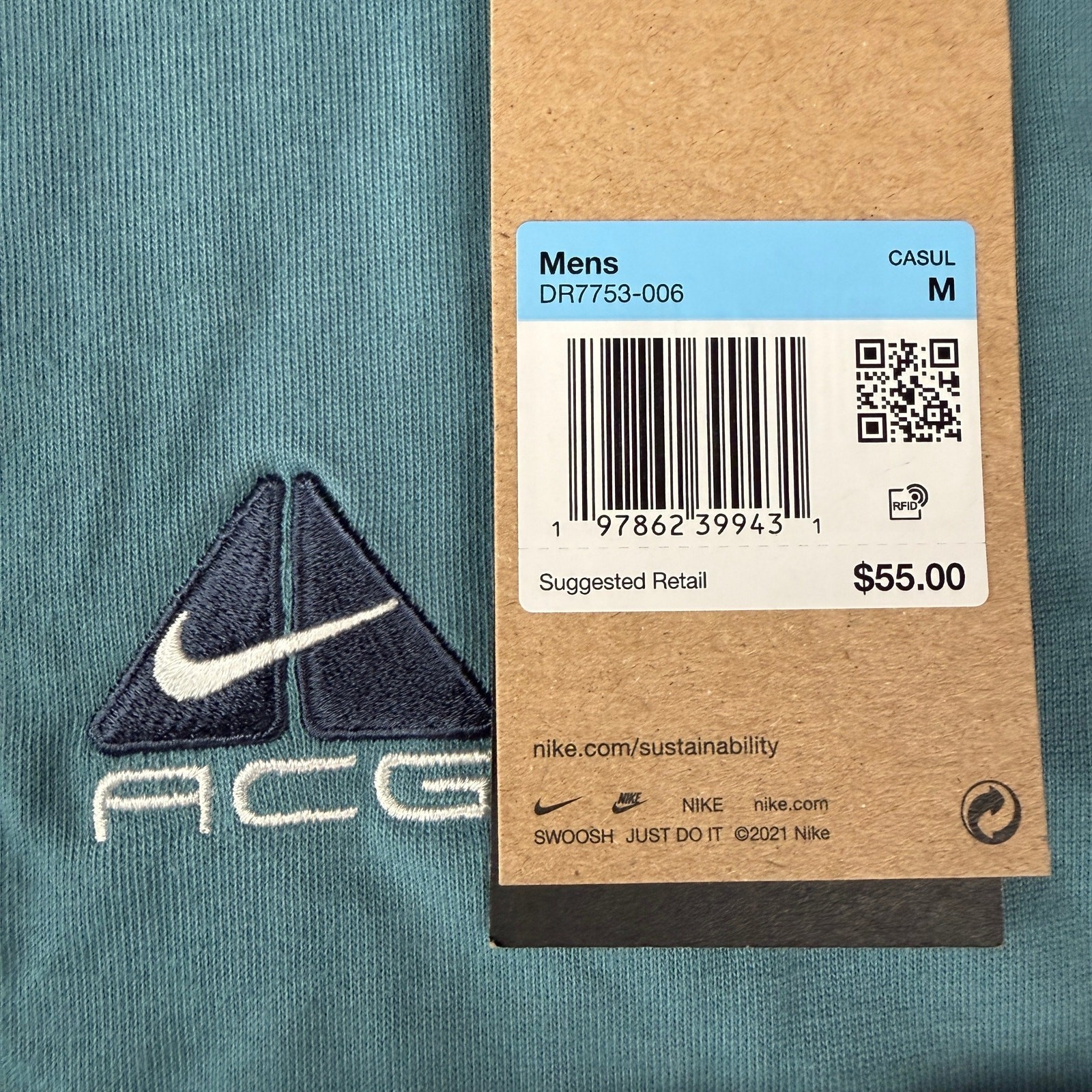Nike ACG Men's M Lungs Long-Sleeve T-Shirt Denim Turquoise DR7753-006 Medium gallery