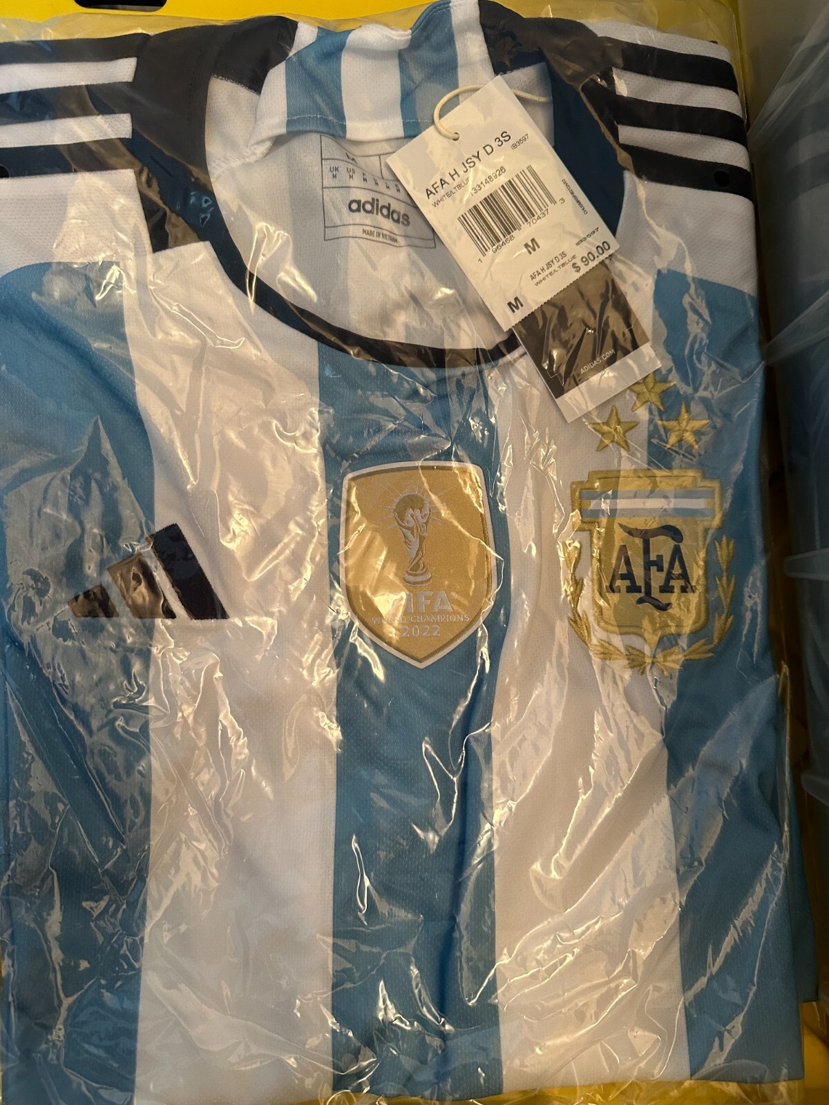 AUTHENTIC 100% NEW ADIDAS ARGENTINA WORLD CUP WINNERS HOME JERSEY | SIZE MEDIUM gallery