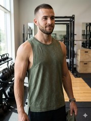 Lululemon Men’s Metal Vent Tech Tank Top 2.0 – Size M – Olive Green Monogram