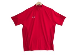 Under Armour Large Red Motivate Short Sleeve Warm Up 1/4 Zip Coach Shirt