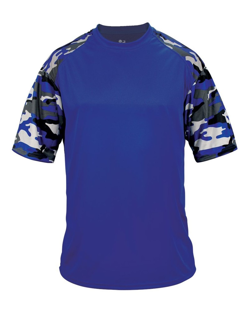 Badger Camo Sport Adult Tee Shirt - Royal Blue/Digital Camo Medium Royal/Camo