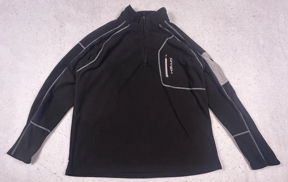 HEAD Mens Fleece 1/4-Zip Size XL Black Classic Top