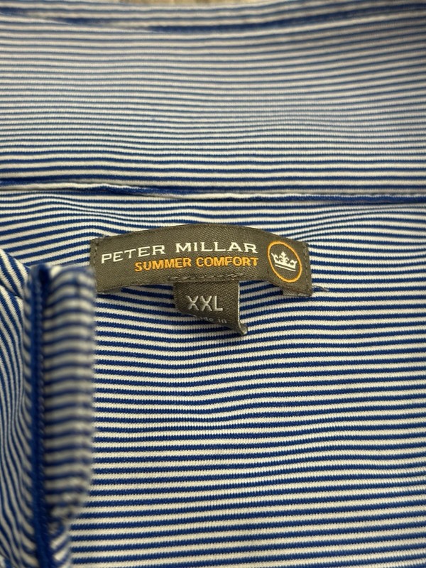 Peter Millar x SMU Perth Performance 1/4 Zip Sugar Stripe Size XXL Blue White gallery