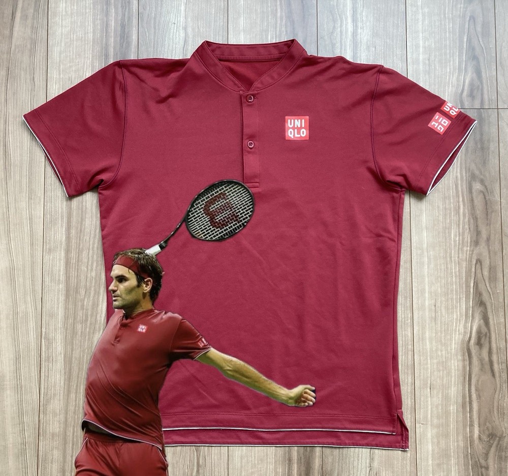 Rare!! Roger Federer UNIQLO 2018 US Open Shirt size:S (JPN M) RF Henley