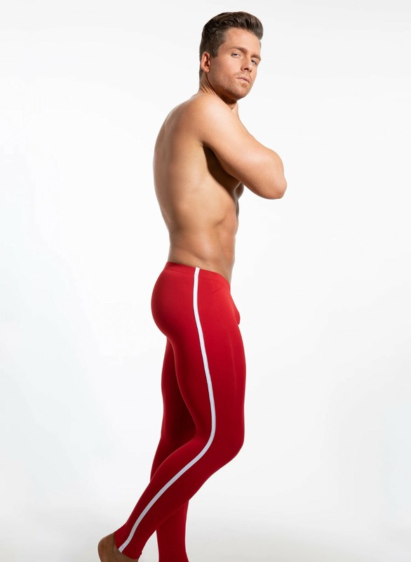 N2N Bodywear Men red Hero long tights activewear size L XL gallery