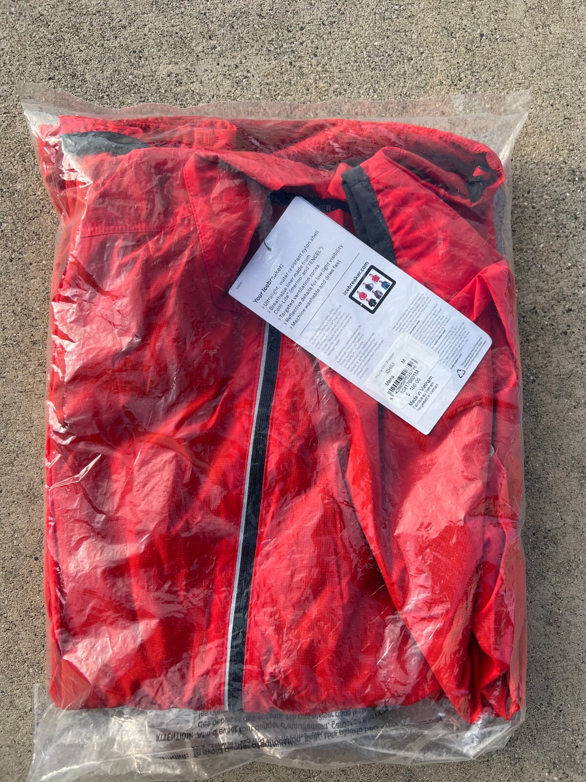Icebreaker Incline Windbreaker Jacket (M) Chili Red gallery