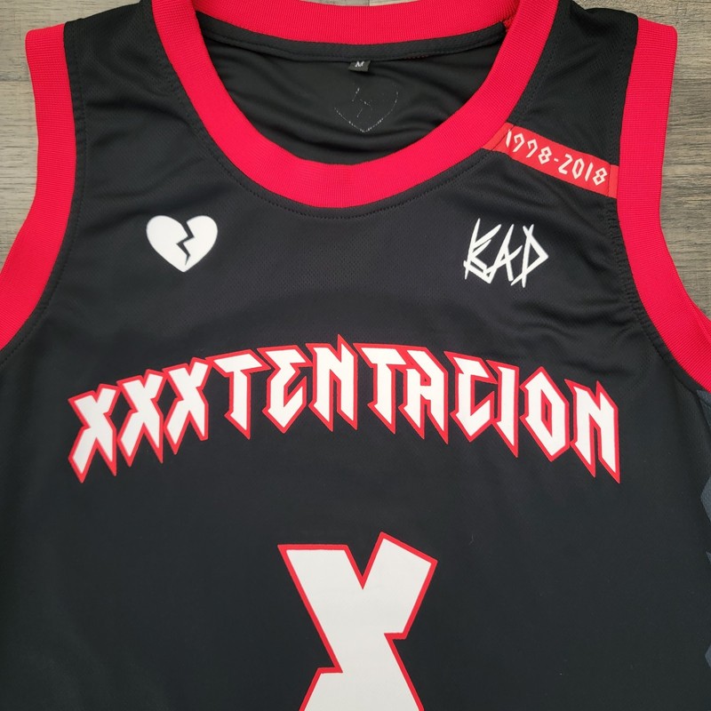 XXXTENTACION Black White Red Basketball Jersey Size M gallery