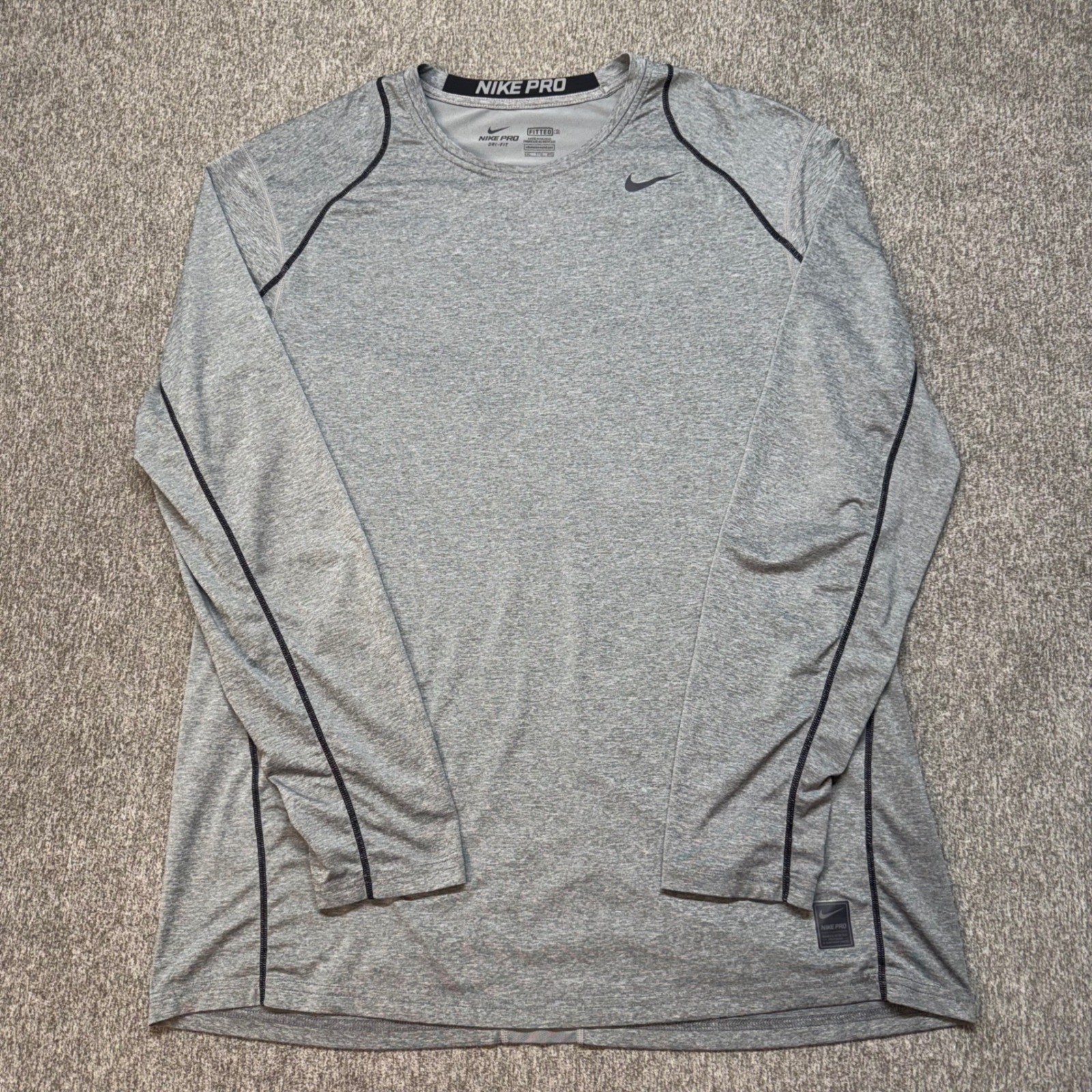 Nike Pro Dri-FIT Mens 2XL Fitted Long Sleeve Training Shirt Grey 703100-091 gallery
