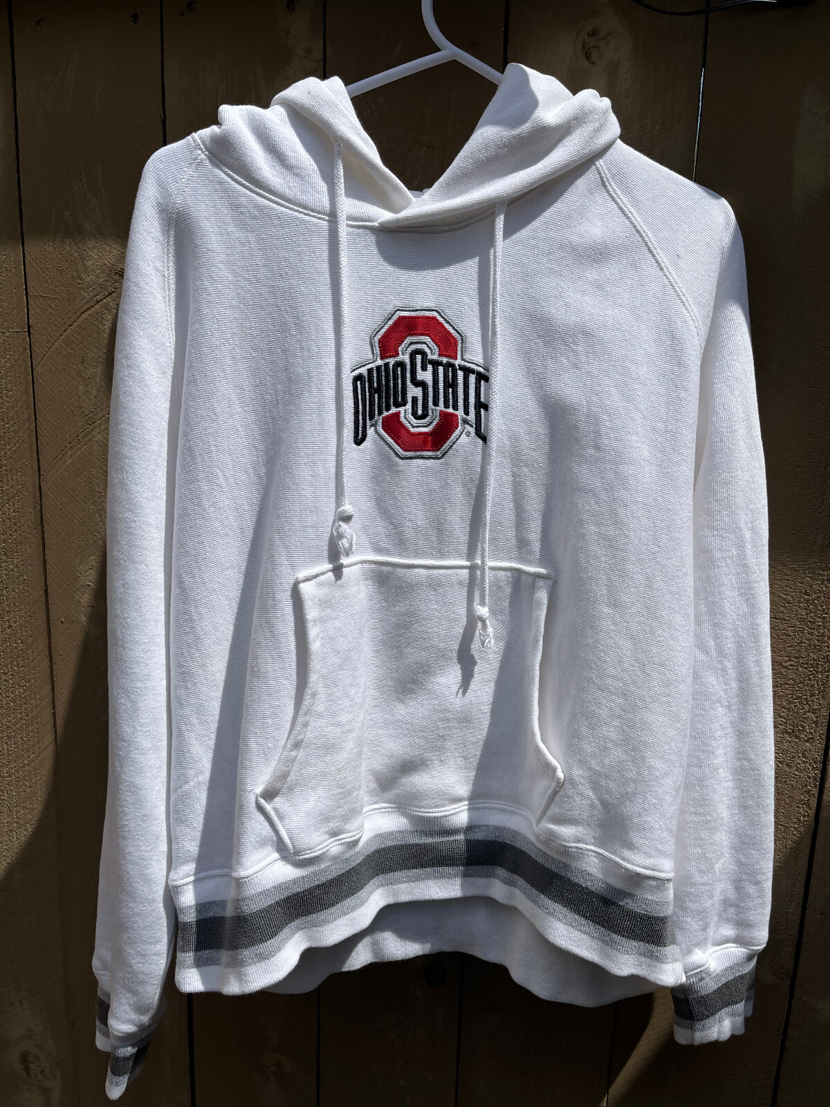 Champion Reverse Weave OHIO STATE Graphics WHITE Hoodie Sweatshirt Adult Sz L gallery