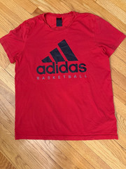 Mens Adidas Basketball Climalite Red T-Shirt 70% Cotton 30% poly Size Large