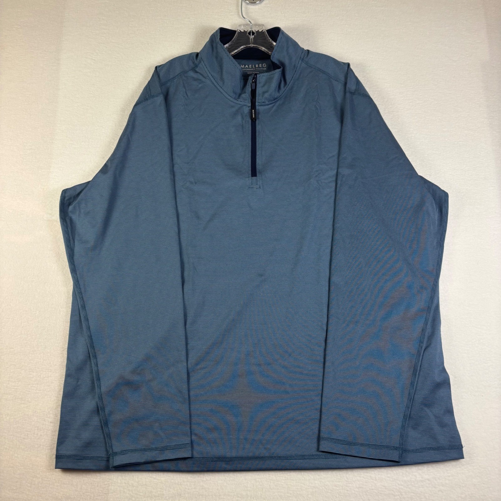 Maelreg Performance Pullover Mens 3XL Blue Striped Quarter Zip Golf Shirt 3XL gallery