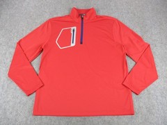 Ralph Lauren RLX Shirt Mens Larg Red 1/4 Zip Golf Mock Neck Long Sleeve Athletic