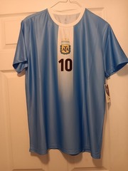 AFA OFFICIAL MEN LIGHT BLUE LIONEL MESSI “10” SOCCER T-SHIRT POLYESTER XL NWT