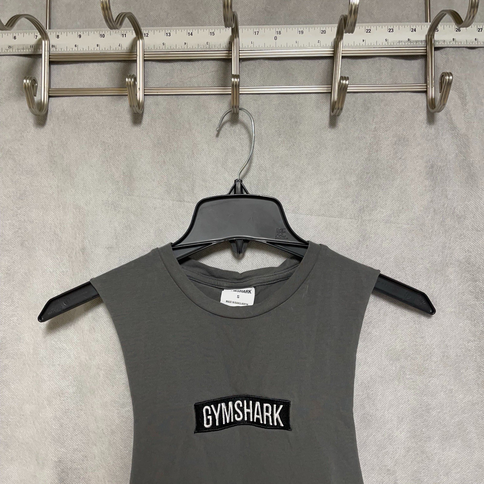 Gymshark Tank Top Men S Gray Central Drop Arm Spell Out Lifting Workout Training gallery