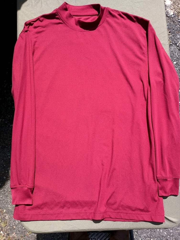 Bolle Tech Golf Shirt Men's Red L Long Sleeve Pullover Mock-neck Polyester