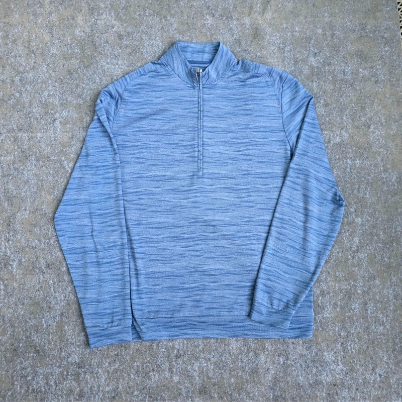 Johnnie-O Pace 1/4 Zip Pullover Lake Blue Space Dye Stretch Performance Large gallery