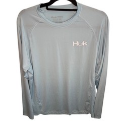 Huk Performance Fishing Shirt Men’s Medium Blue Long Sleeve Bass Graphic Tee